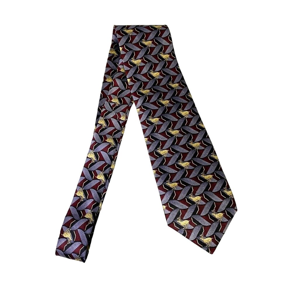 #6675 Johnson Brothers Deer Maroon and Purple Mens Necktie, Tie